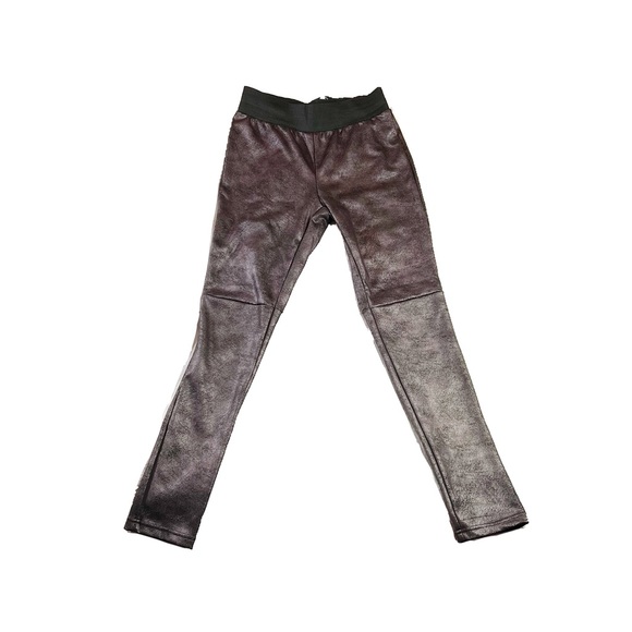 INC International Concepts Faux Leather Stretch Metallic Leggings Brown Size M - Picture 3 of 10